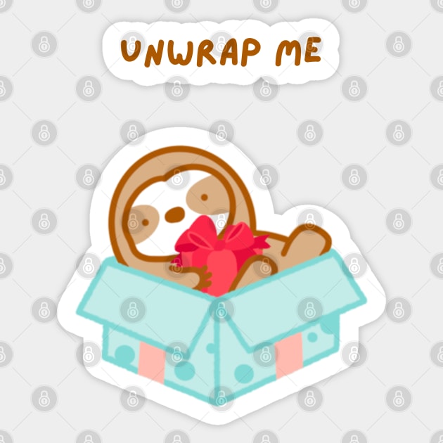 Unwrap Me Christmas Gift Sloth Sticker by theslothinme